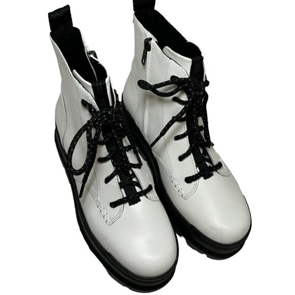 🔥🔥 UGG Sidnee Waterproof White Leather Platform Stacked Boot Size 8 New - Picture 4 of 8